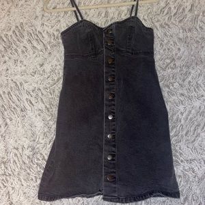 Black jean dress with silver buttons